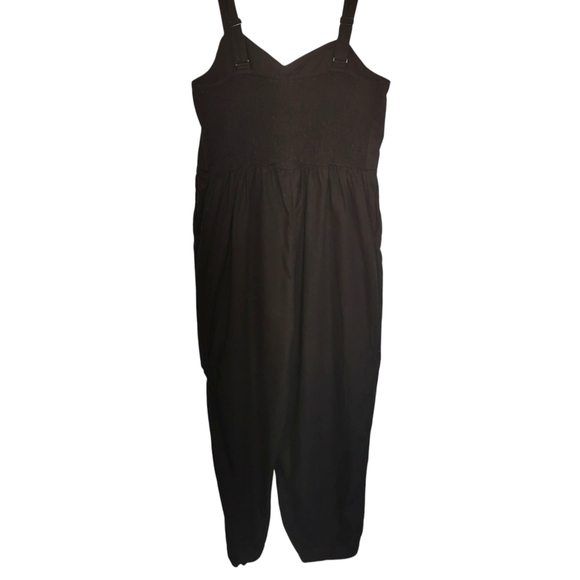 Old Navy Linen Blend Cami Smocked Jumpsuit in Black Jack Like New - Sz XL - Picture 4 of 8